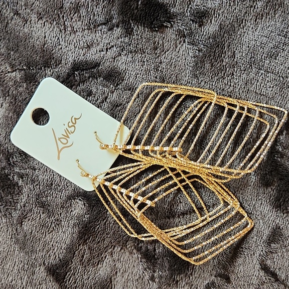 NWT Lovisa Fashion earrings faux gold dangle shimmer sparkle 4" long - Picture 10 of 10